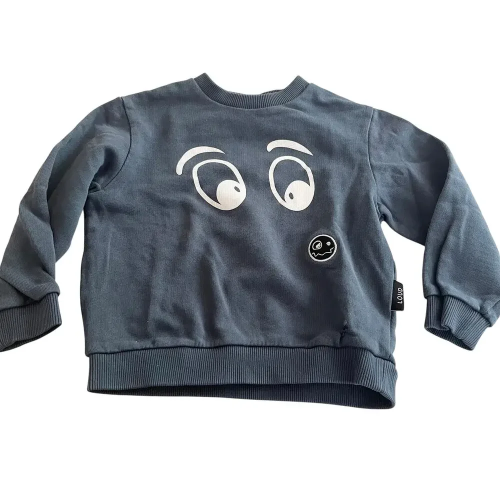Loud Apparel Boys Grey Away Eye Graphic Sweatshirt NWT 24M European Streetwear